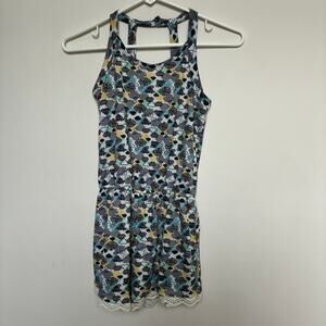 435 Girls Romper – Size 8 – Cloud Print Racerback – Crochet Lace Trim